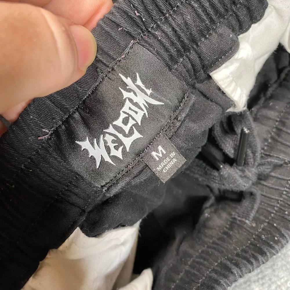 Welcome Skateboards Mens Black Patchwork Punk Graphic Pants Baphomet Size M - Picture 6 of 8